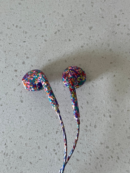 multi colored dots earbuds